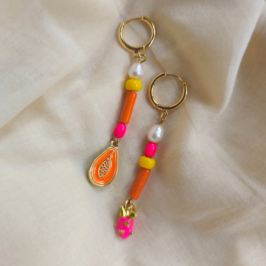 Papaya Dragonfruit Earrings